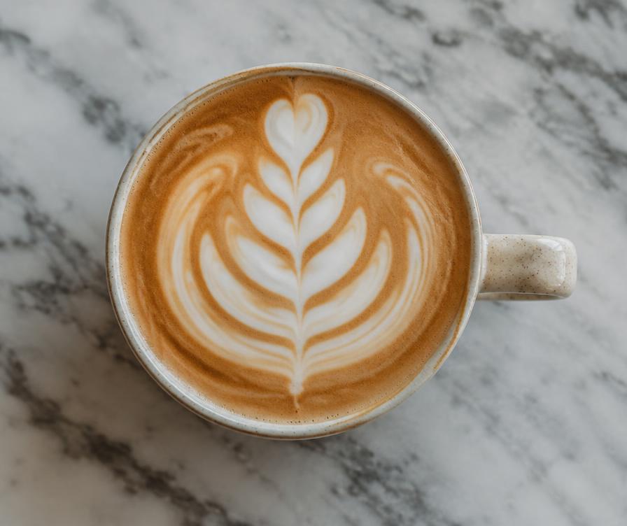Latte art being poured